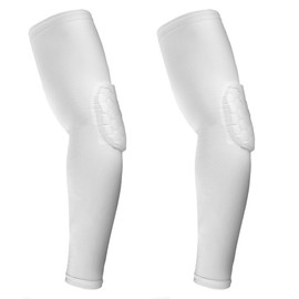 2 Pack Elbow Compression Sleeve Padded Elbow Sleeve, Basketball Arm sleeve Baseball Arm Sleeve Football Arm Sleeve, Volleyball Elbow Pads Volleyball Arm Sleeves Youth Girls & Boys (White, L)