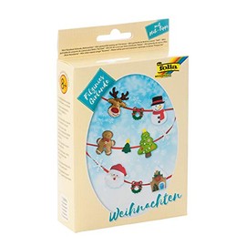 folia 52933 - Mini Felt Sewing Kit for Children - Felzinies Garland, Christmas - Felt Sewing Kit for Making a Self-Sewn Garland