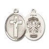 Bliss Sterling Silver Cross National Guard Christian Medal Pendant Necklace