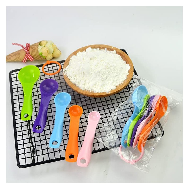 Set of 5 Plastic Measuring Spoons Set Colorful Measuring Cup