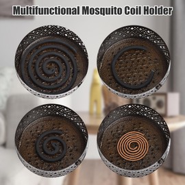 Hibekol 2 Mosquito Coil Holders - Incense Coil Burner - Indoor Outdoor Camping Use Portable Coil Holder - Incense Burner Holder 6 Inches Diameter (Bronze Rhombus)