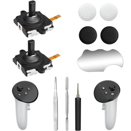 Joystick Replacement Kit for Meta Quest 3 Controllers – 2× Analog Thumb Sticks + 4× Thumbstick Caps with Tools – Compatible Quest 3 Accessories for Left/Right Controller Repair