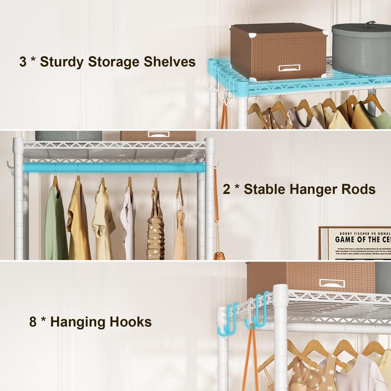 FUTASSI P3 Mini Rolling Clothes Rack, Clothing Racks for Hanging