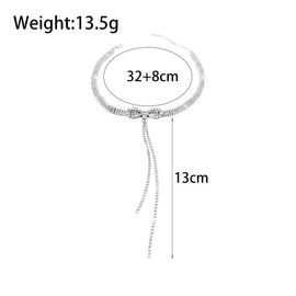 Quivox Silver Rhinestone Bow Tassel Necklace for Women Sparkling Long CZ Ribbon Bowknot Tennis Choker Minimalist Crystal Bow Necklace Prom Bar Accessories (Silver)
