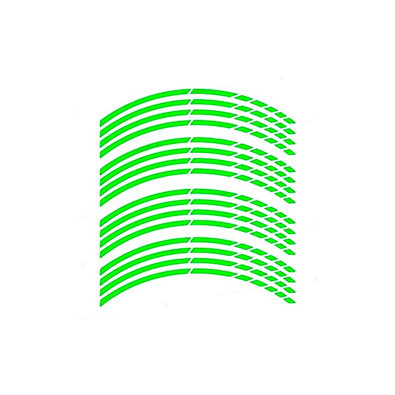 Fluorescent Wheel Rim Stickers Complete Set with Stripes for Front