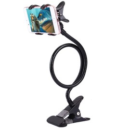 DFVmobile - Flexible Metal Long Arm Lazy Bracket Holder with Phone Clamp & Desk Clip. Multi-Function: Desktop, Bed Headboard, Car, Sofa. for Motorola Photon Q 4G LTE - Black