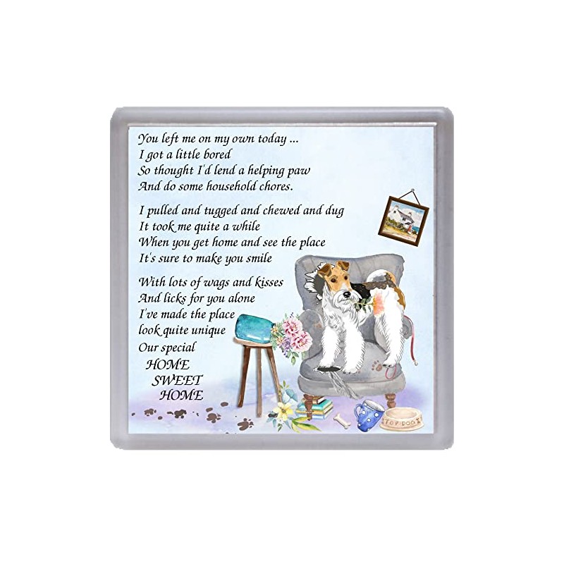 Wire Fox Terrier Dog Coaster/Drinks Mat "Home Sweet Home comical