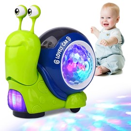 OneNine Crawling Snail Baby Toy, Electric Music Snail Walking Baby Toy 6 to 12 Months, Light up Sensory Toys, Interactive Toys for Kids with Automatically Avoid Obstacles, Birthday Gifts for Kids
