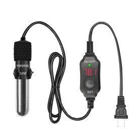 YOFOTHS Calentador de acuario de 10 W/25 W/50 W/100 W/200 W, calentador de tanque pequeño con termómetro integrado, mini calentador de tanque ajustable de temperatura para 5/10/20 galones, controlador de temperatura externo