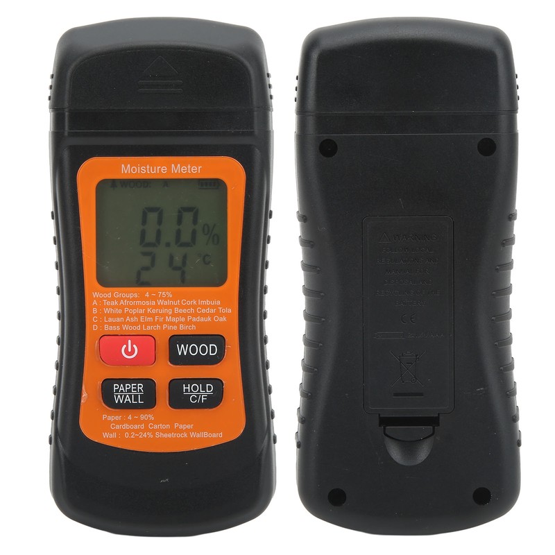 Wood Moisture Meter Temperature Detector Tester Digital Display Tool for