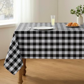 Veblandy - Mantel rectangular a cuadros, impermeable, lavable, a cuadros, sin arrugas, para cocina, comedor y picnic al aire última intervensión, 52 x 70 pulgadas, negro y blanco