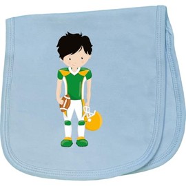 inktastic Rugby, Football, Black Hair, Cute Boy Baby Burp Cloth Light Blue 45fdc
