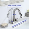 Kablle Bathroom Faucet with Pull Down Sprayer 3 Holes, Brushed