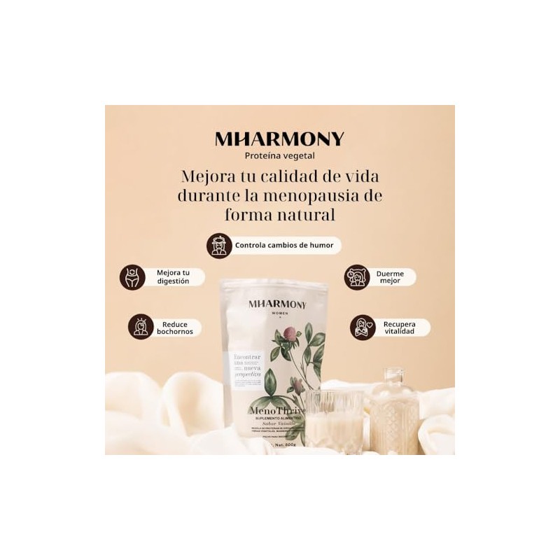 MenoThrive Suplemento natural Protena vegetal Isoflavonas de soya Sabor vainilla