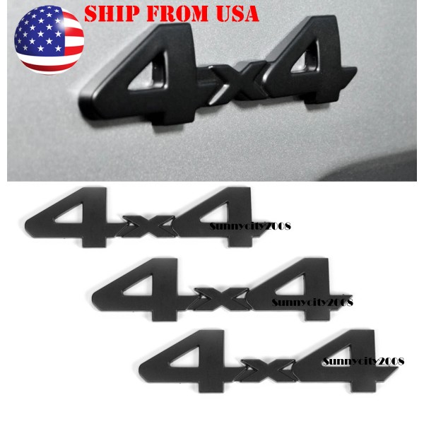 4X4 (3) 6" x 1.5" 3D Metal 4X4 Matt Black