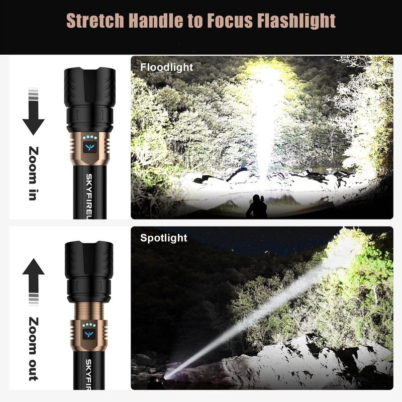 SKYFIRE LED Flashlights High Lumens with Ignition Lens,2000lm Super Bright