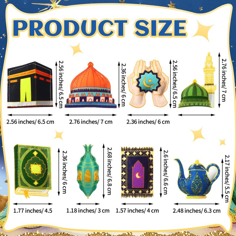 HunnmingRe 24 Pcs Ramadan Tree Ornaments Felt Eid Mubarak Decorations