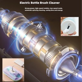 Electric Baby Bottle Brush Travel Set with Automatic Spinning Bottle Brush,Straw Brush and Electric Milk Frother,Suitable for Newborn Babies (Green)