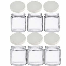 JARMING COLLECTIONS Mason Jars - 16 oz Glass Extra Wide Mouth Pint Storage Jars with White Plastic Lids - Made in USA (6 pack)