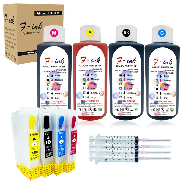 FINK Refillable Ink Set Compatible with Epson T1295 Compatible with