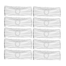 10Pcs Chair Sash Washable Elastic Chair Cover Band Decoration Set for Wedding Party Banquet