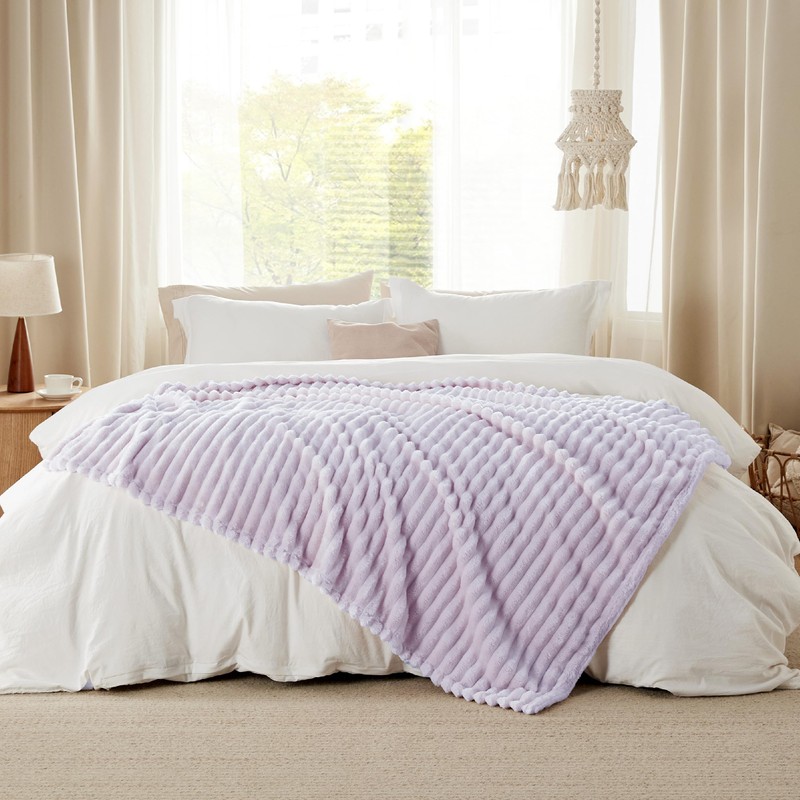Bedsure Bedsure Lavender Fog Twin Blanket for Bed - GentleSoft
