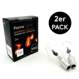LILENO HOME Replacement Bulbs [Set of 2] - Accessories Suitable for Fairy Lights Outdoor and Indoor with 10 Flame Bulbs - Accessories 2 x E14 Replacement Bulbs Suitable for Fairy Lights with Fireplace