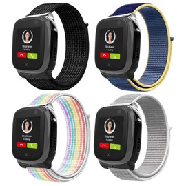 Snyeest 4-Stück Kompatibel mit XPLORA X5 Armband, Kids Smartwatch Klettverschluss Mädchen Jungen Verstellbare Ersatz Armbänder für X5 Play/XGO 2/XGO 3,Schwarz+Eisblau+Regenbogen+Muschel