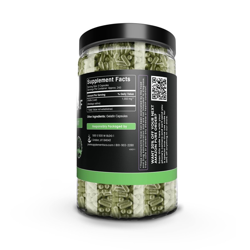 Pure Original Ingredients Alfalfa Leaf (730 Capsules) No Magnesium Or