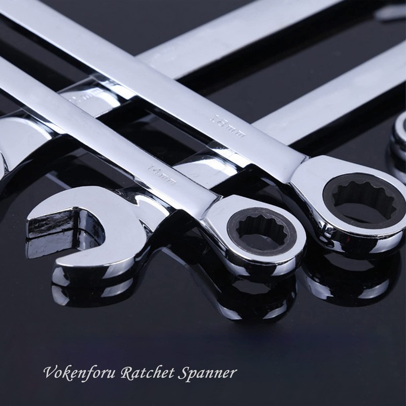 Vokenforu 12mm Ratchet Spanner, Ratcheting Combination Wrench, Hardened Chrome Vanadium
