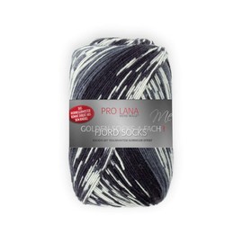 Unknown Pro Lana Fjord Socks 4-Ply Colour 190 Black Grey Natural, Sock Wool Norwegian Pattern Forming