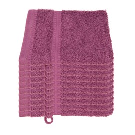 Julie Julsen® Organic Wash Mitt Set, 10 Wash Mitts Available in 32 Colours, Soft and Absorbent, Purple, 15 x 21 cm
