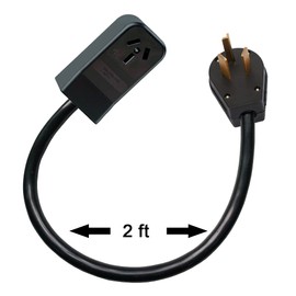 UL-807 Adapter Cord Dryer 3 Prong Plug 10-30P to 10-50R Electric Stove Receptacle, 2 ft