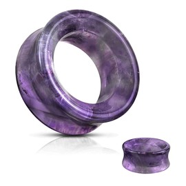 So Scene Hollow Tunnels Purple Amethyst Organic Stone Ear Plugs Gauges Sold in Pairs (19MM-3/4 INCH)