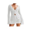 Women Crochet Knit 2 Piece Outfits Set Summer Cover Up