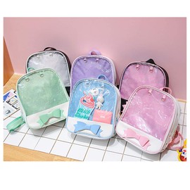Ita Bag Backpack Girls Cute Candy Leather Bag Purse School Bag Summer Beach Bag Purse with Bowknot Transparent Windows for DIY Decors Green