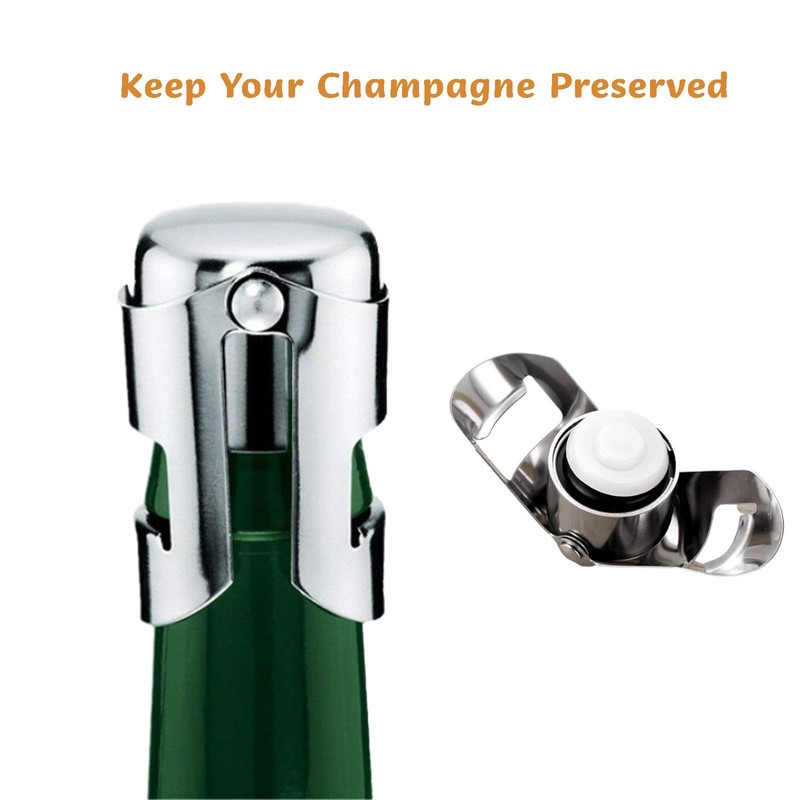 Champagne Bottle Opener and Bottle Stopper, Portable Zinc Alloy Sparkling