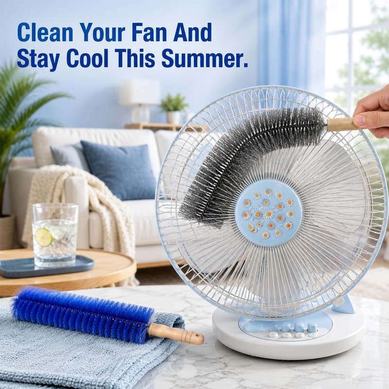2 PCS Fan Cleaning Brush, Bendable Cobweb Duster with Microfiber