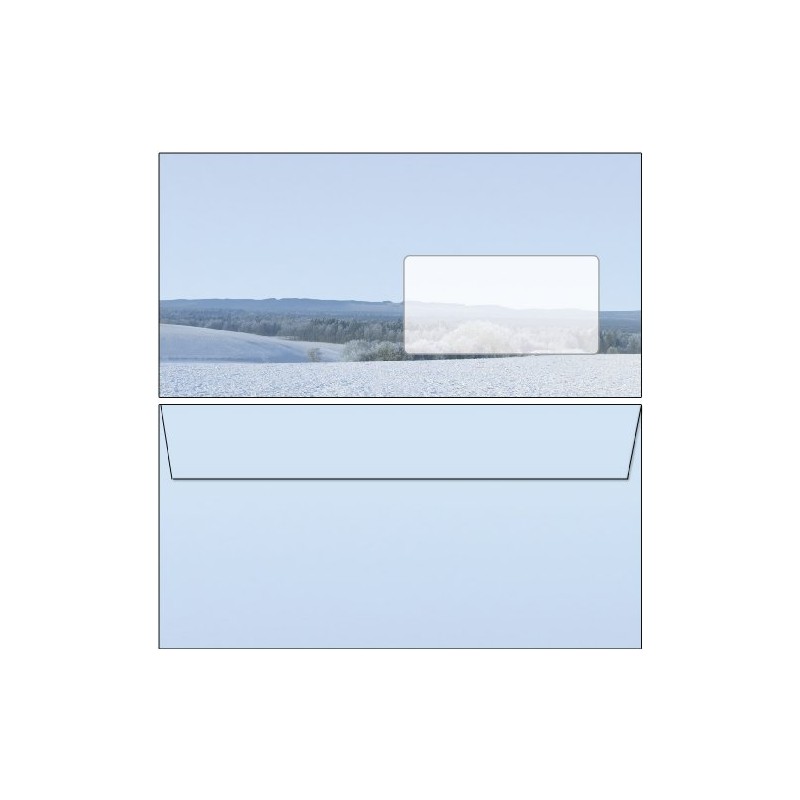 25 Envelopes Winter Beautiful Winter Landscape Ried DIN Long without