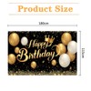 Happy Birthday Banner, KEUGT Happy Birthday Party Decoration, Black Gold