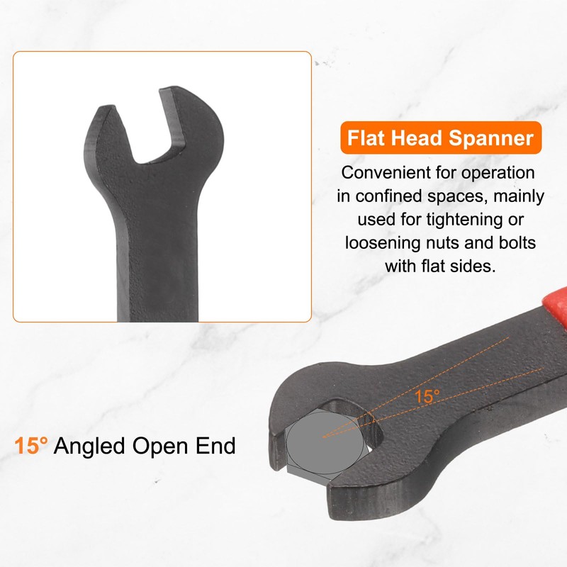 HARFINGTON Single Open End Wrench 62mm Metric 15 Degree Offset