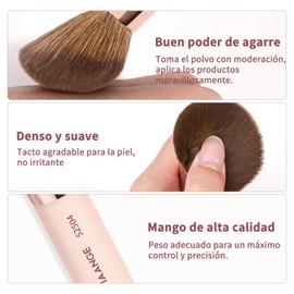 MAANGE Set de Brochas para Maquillaje 4PCS Brochas de Maquillaje Premium de Doble Punta Multi Usos con Estuche Brocha para Base Pulir Líquidos, Cremas, Polvos Ideal para Regalar(Beige+Dorado)