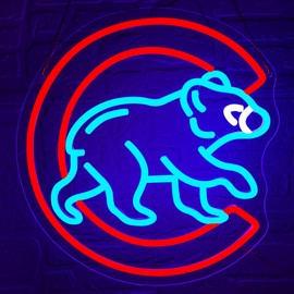 Baseball Neon Sign for Wall Decor Dimmable Cubb Baseball LED Light Up Sign Sports Signs Decor for Man Cave Boys Room Neon Signs for Bar Club Basebal Gifts for Fans Men Teens Size13.8* 12.9in(FMCP082)