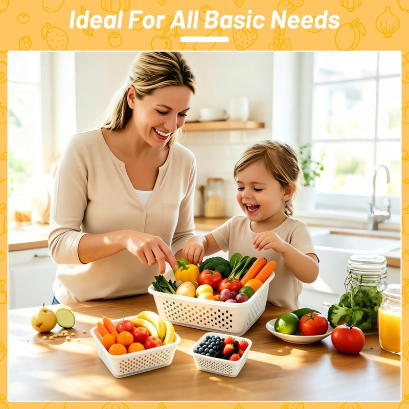 IKKAB 3 Pack Fruit Storage Containers for Fridge with Removable