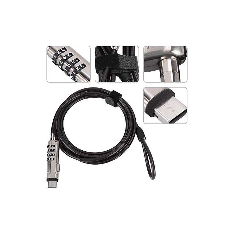 EBTOOLS - Bloqueo de cable de seguridad para computadora, 4