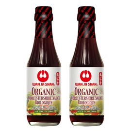 Wan Ja Shan Organic Worcestershire Sauce USDA Organic, Umami-Rich Flavor | Marinade, Glaze, Dressing & Dipping Sauce | Non GMO, Vegan, Kosher Parve Great for Meats, Vegetables & Stir Fry (10oz Pack of 2)