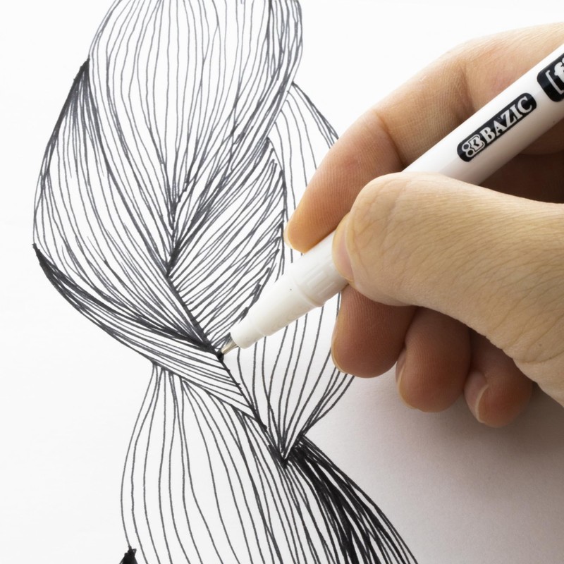 BAZIC Products Fiero Fiber Tip Pen, Fineliner Pens 0.4mm Red