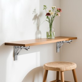 AINVLPRO Folding Shelf Brackets Heavy Duty Stainless Steel – Wall Mounted Collapsible Table Bracket for DIY Workbench, RV Countertop, Kitchen Folding Desk 2 Pack