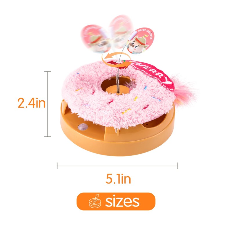 Migipaws Interactive Cat Toys, Automatic Frenzy Donut cat Toy with