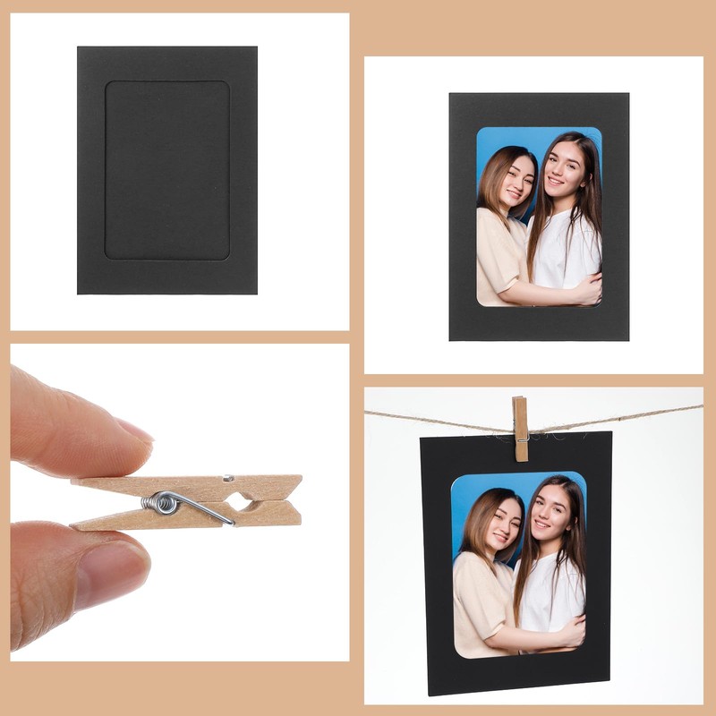20 Pcs Paper Frames Photo Banner, 4x6 Inch Black Paper